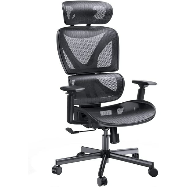 Ergonomic Home Office Chair Desk High Back, Mesh Computer Chair with Lumbar Support, 3D Armrest, Double Backrest and Adjustable Headrest - Walmart.com