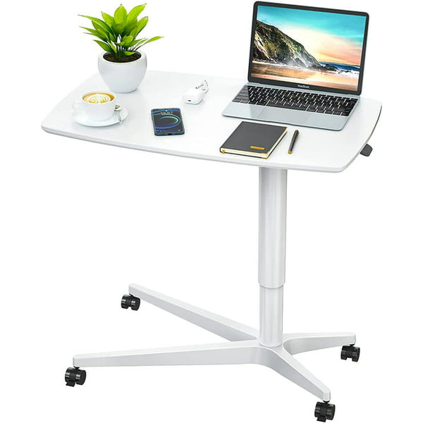 Mobile Standing Desk Height Adjustable Pneumatic Rolling Sit Stand Desk Small Laptop Desk Cart Riser Mobile Podium for Home Office School - Walmart.com