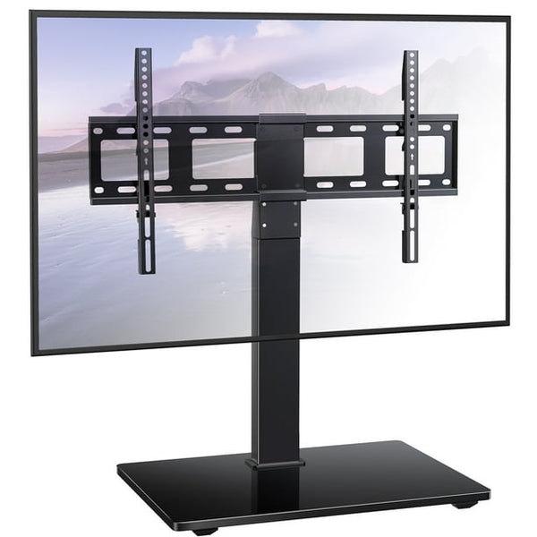 Universal Swivel TV Mount Stand Base for 37 to 70 inch LCD LED TVs, Height Adjustable Table Top TV Stand with Tempered Glass Base, Max 600x400mm, Holds up to 88lbs