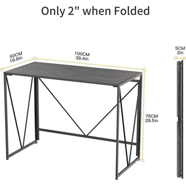 Computer Study Writing Desk 39 Inch, Folding PC Laptop Table No Assembly, Home Office Desk for Small Space, Black - Walmart.com