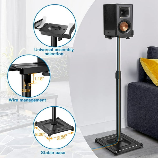 Universal Speaker Stands Height Adjustable Extend 18 to 43 Holds Satellite Speakers Bookshelf Speakers up to 11lbs 1 Pair Black - Walmart.com