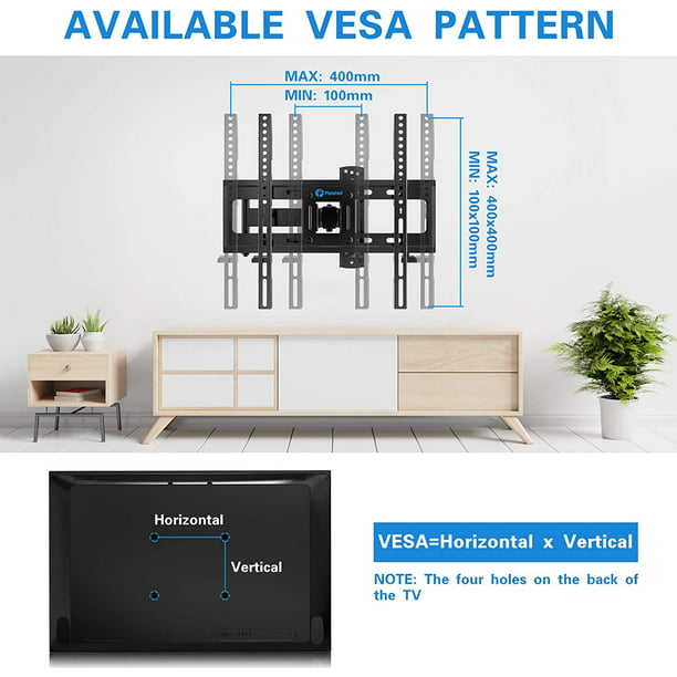 Full Motion TV Wall Mount for Most 26-60 inch LED LCD OLED Flat Curved TVs up to 88lbs, Single Articulating Arm, Adjust Bracket Height, Extension, Max 400x400mm - Walmart.com