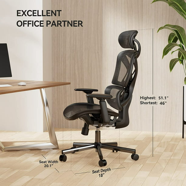 Ergonomic Home Office Chair Desk High Back, Mesh Computer Chair with Lumbar Support, 3D Armrest, Double Backrest and Adjustable Headrest - Walmart.com