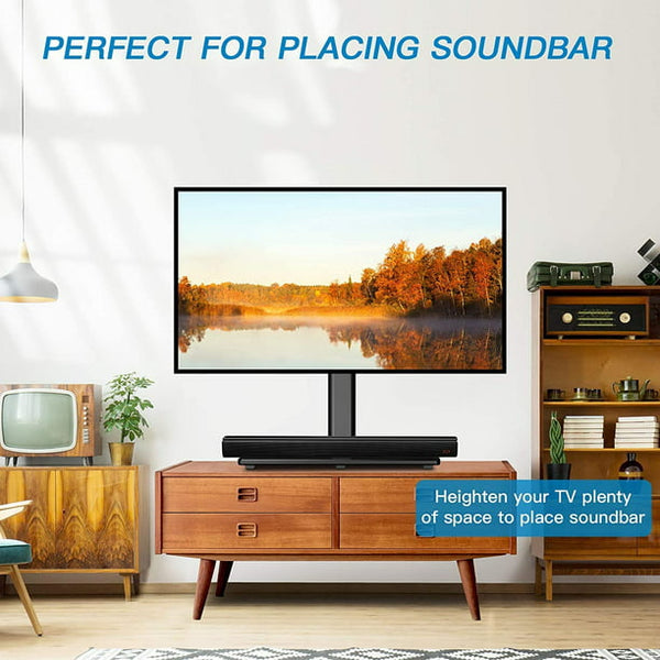 Swivel Universal TV Stand Mount for 37-75 inch LCD OLED Flat Curved Screen TVs, Height Adjustable Table Top TV Stand Base with Tempered Glass Base Wire Management, 600x400mm up to 99lbs - Walmart.com