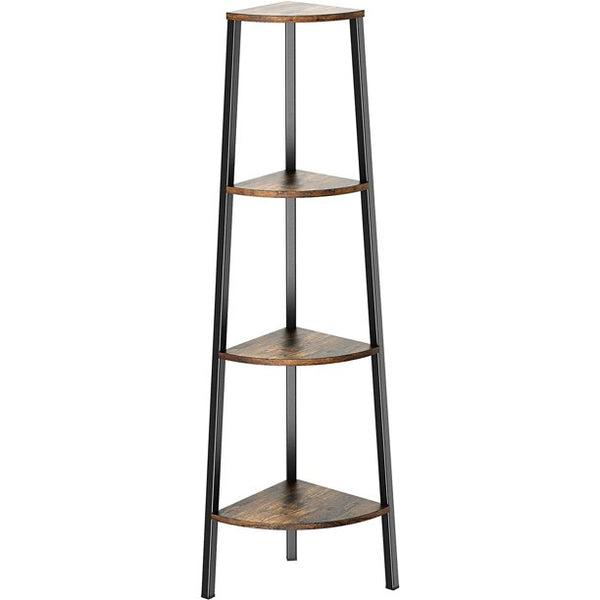 4 Tier Corner Shelf Stand, Portable Shelving Unit with Large Storage Space, Display Rack for Bedroom, Living Room, Office, Kitchen, Rustic Brown - Walmart.com