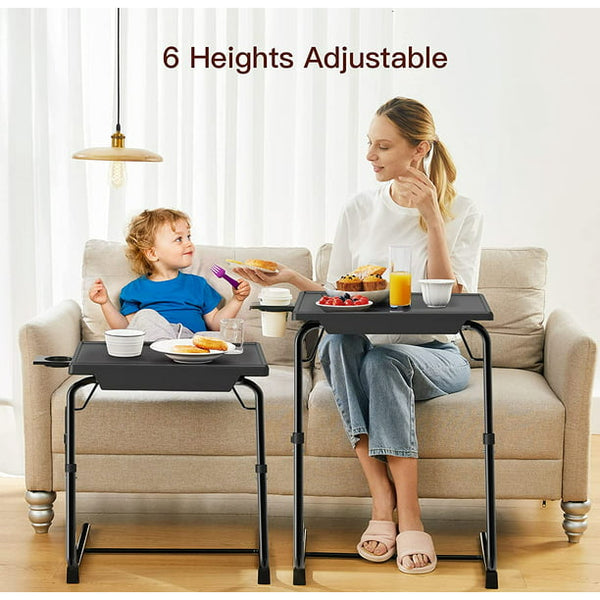 Adjustable TV Tray Table, TV Dinner Tray on Bed Sofa, Comfortable Folding Table with 6 Height 3 Tilt Angle Adjustments, Black - Walmart.com