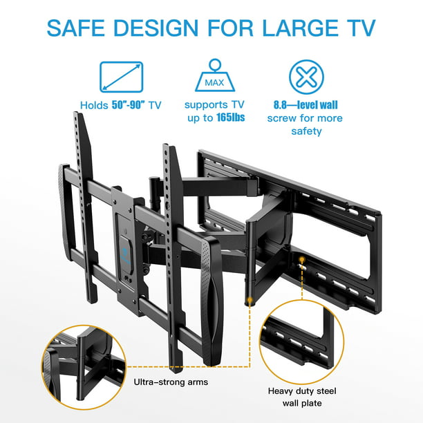 Full Motion TV Wall Mount for 50''-90'' Flat or Curved TV, up to 165lbs, Max 800x400mm - Walmart.com