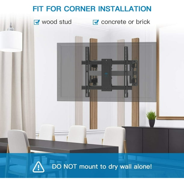 Corner TV Wall Mount Bracket Tilts, Swivels, Extends, Full Motion Articulating TV Mount for 26-60 inch LED, LCD Flat Curved Screen TVs, Holds up to 99 lbs, 400x400, Heavy Duty TV Bracket