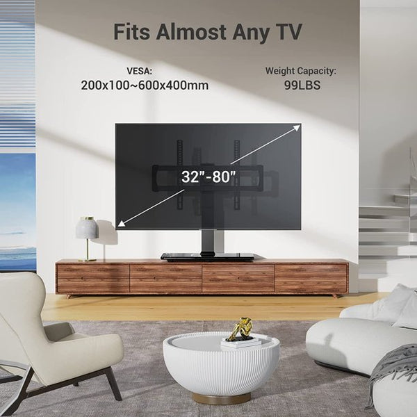 Swivel Universal TV Stand for 32-80 Inch TVs, Height Adjustable Tabletop TV Mount with Tempered Glass Base Max 600X400mm, Holds up to 99lbs - Walmart.com