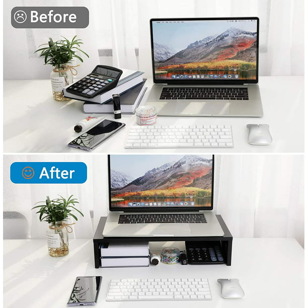 Monitor Riser Stand, Desk Organizer Stand for Laptop Computer, Desktop Printer Stand with Phone Holder and Cable Management, Versatile as Storage Shelf Screen Holder - Walmart.com