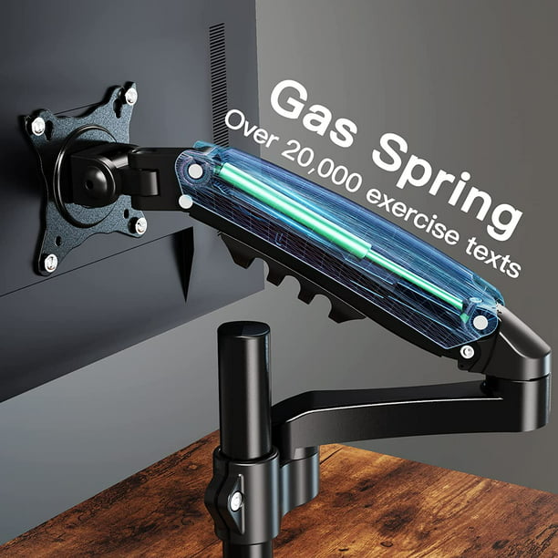 Single Monitor Mount Gas Spring Monitor Arm Fits 13-32 Monitor, Full Motion Swivel, Single Monitor Stand, Ultra Height Adjustable for Stand Work, Monitor Desk Stand, Max 19.8lbs - Walmart.com